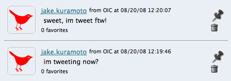 Some OraTweets, been a while since I tweeted from IM.
