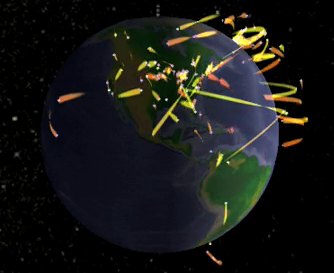 Trailing mesh Facebook network activity visualization