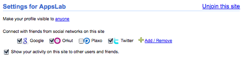Google Friend Connect Settings