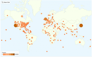 World Twitter Map, tweets by volume over the last 24 hours World Twitter Map, tweets by volume over the last 24 hours