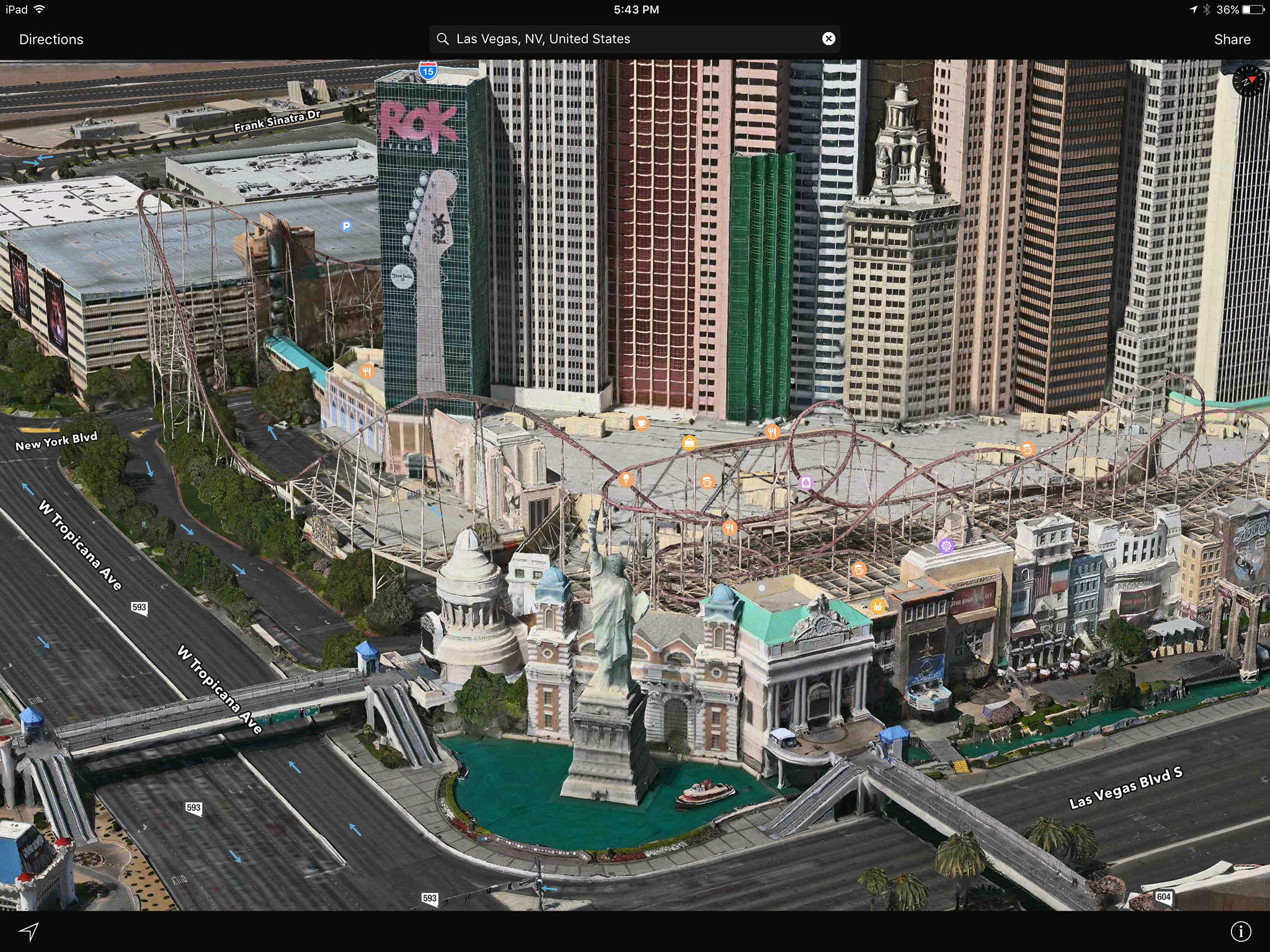 Flying over Vegas using Apple Maps